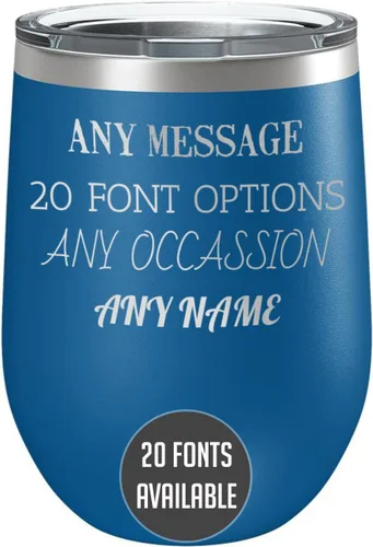 Vista 13 de Vaso de vino personalizado de acero inoxidable recubierto de polvo de 12 onzas con tapa, grabado personalizado, regalos de vino personalizados