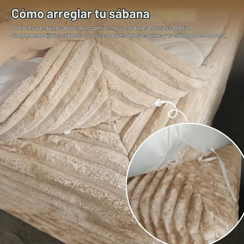 Vista 8 de Base de cama matrimonial sin hueso con cabecera de colchón, cama sin Beige