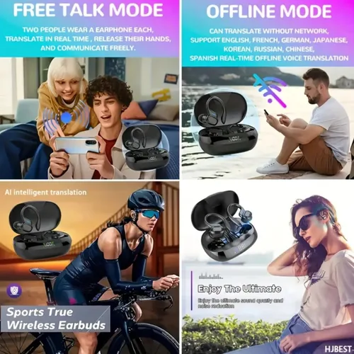 Vista 7 de Auriculares inalámbricos de traducción Bluetooth - Traductor de voz inteligente en tiempo real con inteligencia artificial, traducción instantánea