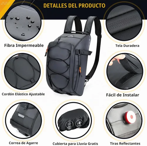 Vista 2 de WOTOW Bolsa impermeable para portabicicletas – Bolsa de maletero de bicicleta de gran capacidad de 10 L, alforjas reflectantes para sillín