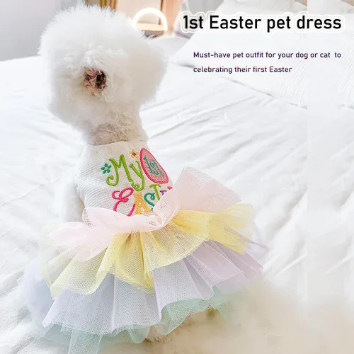 Vista 60 de ANIAC Daisy Vestidos para Perros Pequeños Hembra con Anillo para Correa, Nudo de Lazo Vestido de Boda para Cachorra, Traje de Gato de San Valentín