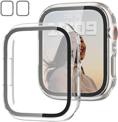 Vista 13 de JZK - 2 fundas con protector de pantalla de vidrio templado para Apple Watch Series 3/2/1 de 38 mm, ultradelgadas, de cobertura completa Negro/Negro