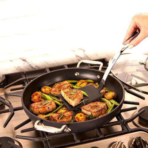 Vista 2 de All-Clad Specialty - Juego de herramientas de cocina de acero inoxidable con cabeza de nailon, 4 piezas con herramientas de cocina Caddy