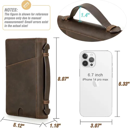 Vista 4 de Funda de cuero de grano superior para pasaporte de viaje para hombre y mujer, hecha a mano para 4 pasaportes y múltiples tarjetas, bloqueo RFID
