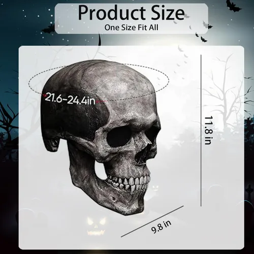 Vista 2 de TGYYJH11 - Máscara de Halloween, máscara de esqueleto humano 3D con mandíbula móvil, máscara de Halloween para adultos (blanco, tamaño universal)