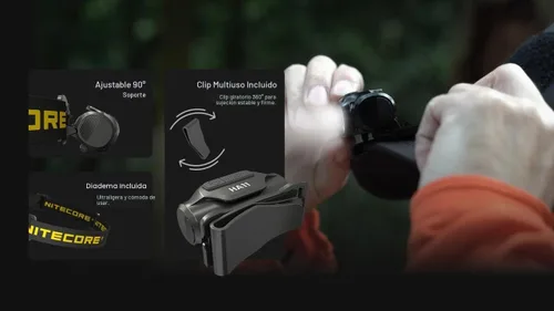 Vista 5 de Nitecore HA11 - Linterna frontal de campamento, 240 lúmenes, ultra ligera, utiliza 1 batería AA con clip multiusos (diadema de correa)
