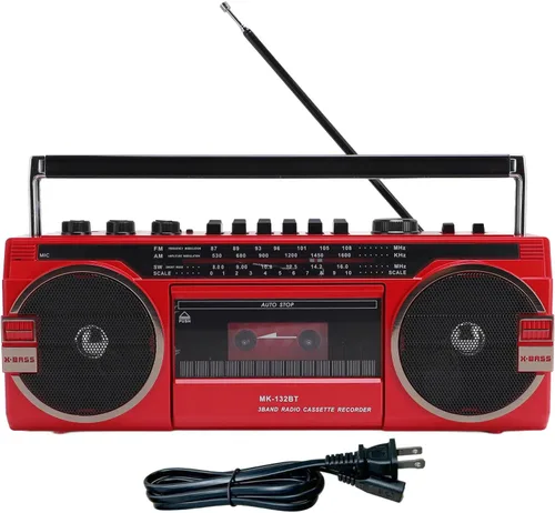 Vista 9 de Tangxi Boombox reproductor de casete retro, reproductor de cassette radio AM/FM/SW, conversión USB MP3, altavoces estéreo integrados, para viajes