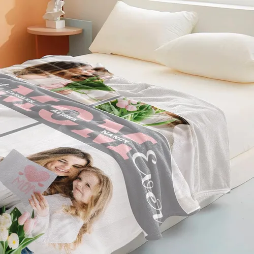 Vista 30 de Manta personalizada con imagen, manta personalizada con texto de fotos, manta de fotos personalizada para amiga, mamá y papá, regalos personalizados