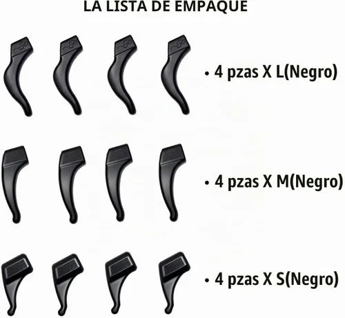 Vista 3 de 3 Sizes Silicone Eyeglass Ear Grips – Anti-Slip Hooks for Sports & Reading Glasses