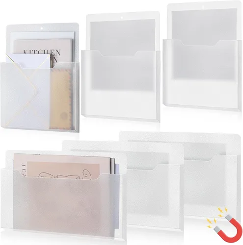 Vista 11 de Fuutreo Organizador magnético de archivos de pared, 6 unidades, soporte magnético para archivos de pared, frigorífico, revistas, papel para cartas