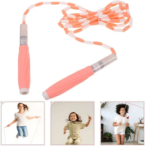 Vista 5 de Adjustable Skipping Rope with Beaded Segmented Design Non-slip Silicone Handles for Outdoor Fitness Exercise Soft Jumping Rope for Beginners and