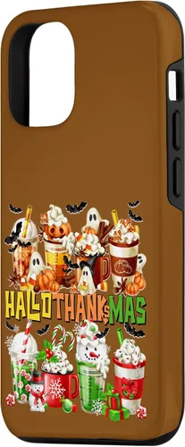 Vista 2 de Funda para taza de café de Navidad para iPhone 15 con diseño de calabaza y especias de Halloween