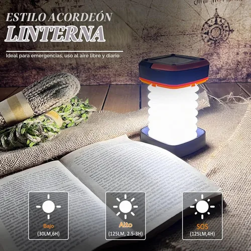 Vista 3 de DIBMS - Paquete de 2 linternas solares plegables para campamento, luz recargable