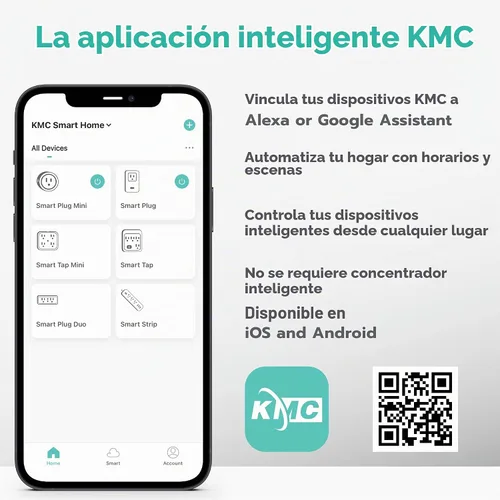 Vista 7 de KMC - Enchufe inteligente mini, paquete de 4, tomas de corriente Wi-Fi para hogar inteligente, control remoto de luces y dispositivos desde