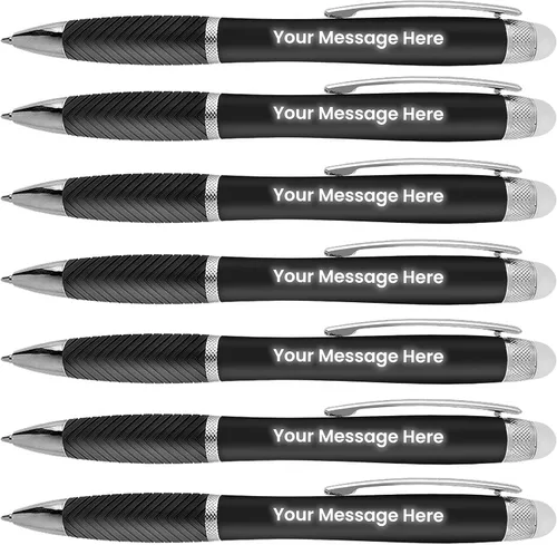 Vista 8 de Bolígrafos personalizados, paquete de 100 unidades, grabado láser sin granel, bolígrafo de 3 pulgadas, lápiz óptico y área personalizada con luz