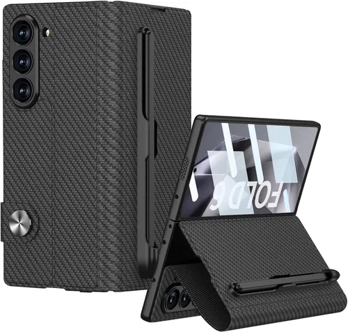 Vista 14 de DOOTOO - Funda para Samsung Galaxy Z Fold 6 con soporte de anillo, Z Fold6 S Pen con soporte y cubierta deslizante para cámara y protector de A-azul