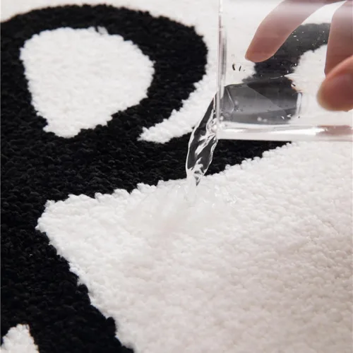 Vista 8 de Tapete de baño festoneado negro de 26 x 18 pulgadas, tapetes de baño suaves y absorbentes, lavables a máquina, de microfibra, para bañeras, lavabos