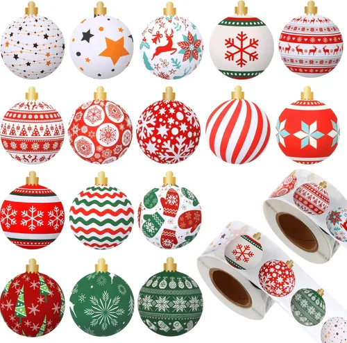 Vista 7 de 1000 calcomanías de rollo de adornos navideños