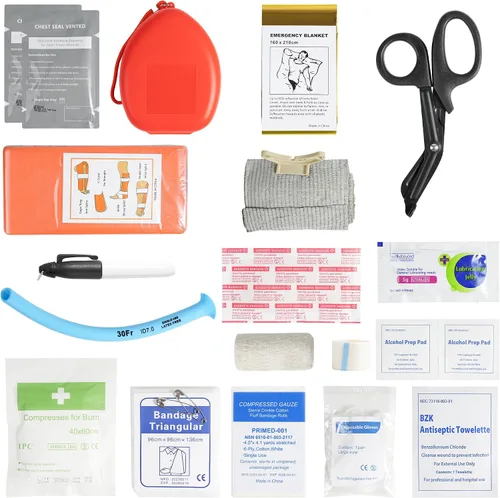 Vista 3 de Kit de primeros auxilios para trauma de emergencia, kit médico IFAK con torniquete, férula de 36 pulgadas, kit de control de sangrado