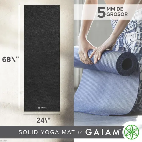 Vista 3 de Gaiam - Esterilla de yoga de calidad superior de 5mm, lisa, gruesa y antideslizante para todo tipo de ejercicios de yoga, pilates y gimnasia
