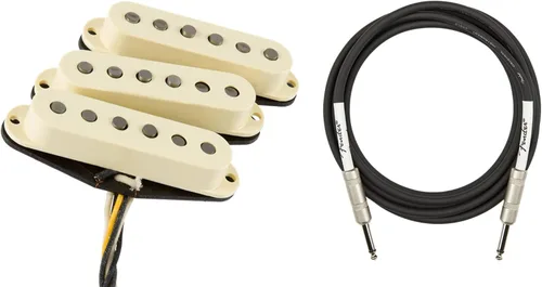Vista 12 de Fender Paquete de pastillas Stratocaster silenciosas Gen 4 con cable de instrumento