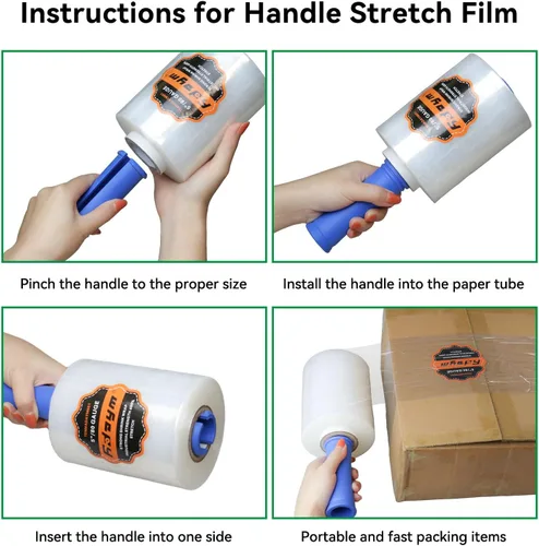 Vista 9 de Rollo de película elástica de plástico para mudanza, 5 pulgadas x 1200 pies, calibre 80, 12 rollos 600% Stretch, Self-Adhering, 5 inch Mini