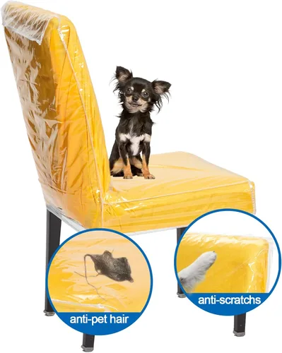 Vista 2 de Funda de plástico para silla de comedor de 21 x 20 pulgadas, protector de asiento libre de arañazos de gatos y perros, manchas, protectores