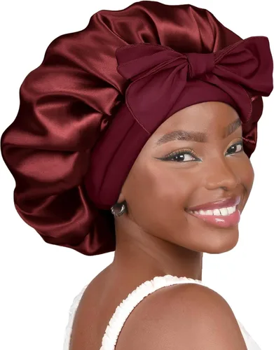 Vista 8 de YANIBEST Gorro de seda ajustable para mujeres durmientes, gorro de satén de doble capa que reduce la fricción y evita el encrespamiento y el cabello