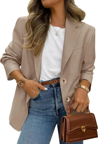 Vista 15 de PRETTYGARDEN Blazers 2026 para mujer casual de negocios Caqui oscuro
