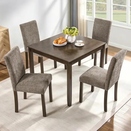 Vista 16 de Harper & Bright Designs Juego moderno de mesa de comedor de 5 piezas de madera para 4 - Mesa de cocina cuadrada pequeña de 34.5" y sillas