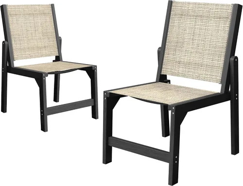 Vista 38 de Mesa de comedor rectangular para exteriores, mesa de polietileno de alta densidad resistente para 6, mesa de patio resistente a la intemperie