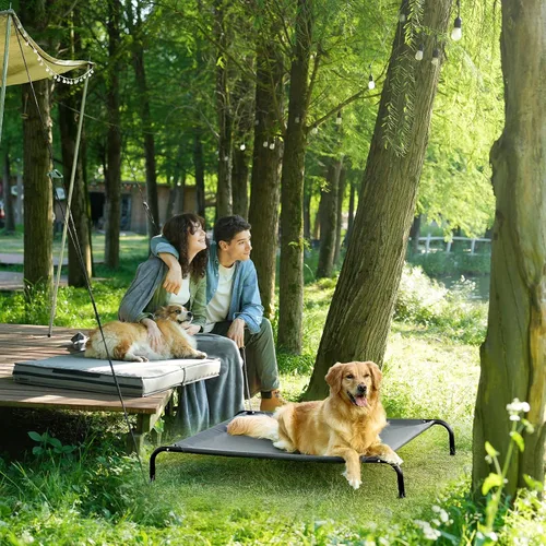 Vista 7 de EHEYCIGA Cama Cot Elevada XXL para Perros, Hamaca Elevada para Exteriores para Perros Gigantes Jumbo, Plataforma Elevada para Mascotas con Marco