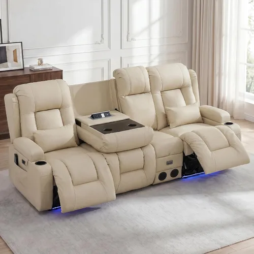Vista 43 de URRED Wall Hugger Power - Sofá reclinable con masaje y calor, color beige