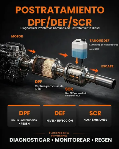 Vista 5 de ANCEL V6HD - Escáner de camión resistente con pruebas bidireccionales, regen DPF, DEF/SCR, codificación de inyector, corte de cilindro, reinicio