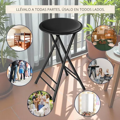 Vista 6 de Lavish Home Taburete plegable con asiento acolchado sin espalda, juego de 2