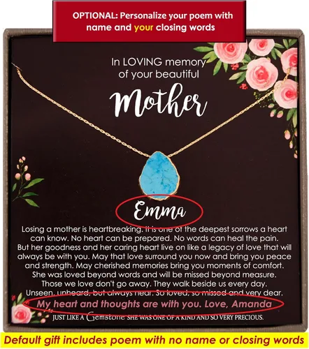 Vista 15 de Be Wished Regalos de condolencias por la pérdida de la madre, regalos conmemorativos llenos de oro para la pérdida de mamá, regalos de duelo, collar