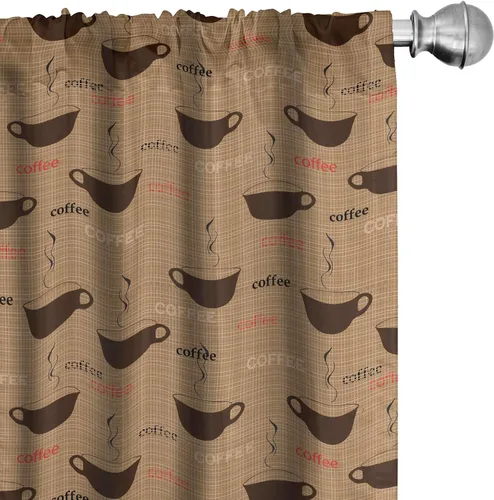 Vista 17 de Ambesonne Paquete de 2 cortinas otoñales para ventana, diseño otoñal con formas intrincadas en espiral y estampado de hojas voladoras, juego ligero