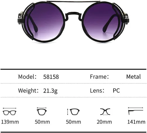 Vista 4 de Jowxsx Red Retro Steampunk Sunglasses Vintage Style Sun Glasses Round Metal Frame Circle Glasses Street Shot Eyewear Unisex Cool Sun Glasses Gifts