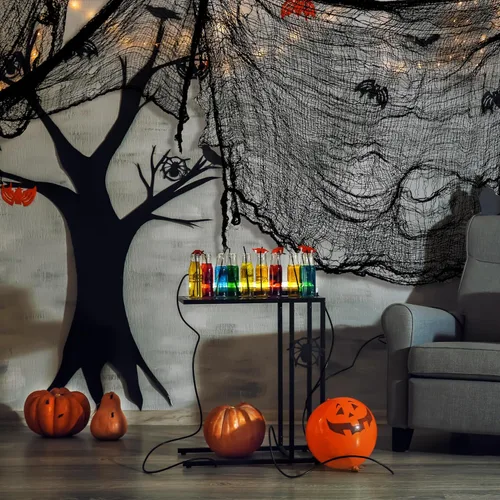 Vista 7 de NEBURORA Tela espeluznante de Halloween de 630 x 30 pulgadas, decoración espeluznante de Halloween, suministros de mansión encantada negra
