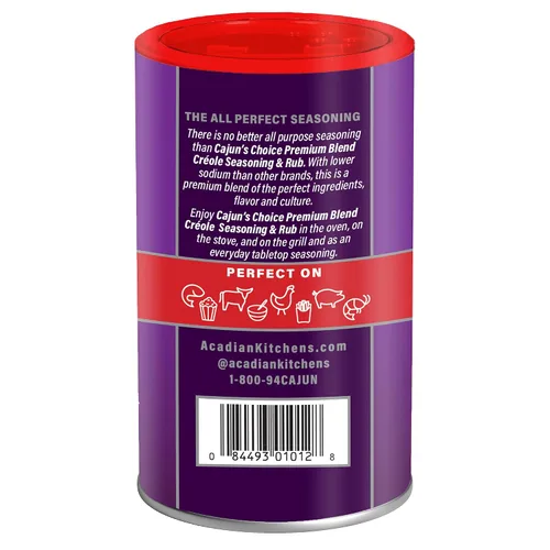 Vista 7 de Condimento criollo 3.8 oz Cajun's Choice Louisiana Foods (paquete de 6) Low-sodium, all-purpose Creole seasoning with no MSG for meats, poultry