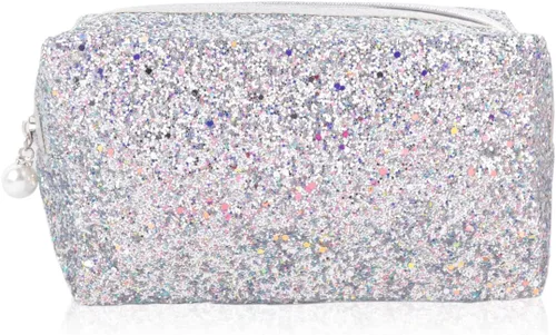 Vista 6 de RIAH FASHION Bolsa organizadora de embrague, bolsa organizadora de viaje, cosméticos, artículos de tocador, joyería, lindo bolso de lentejuelas