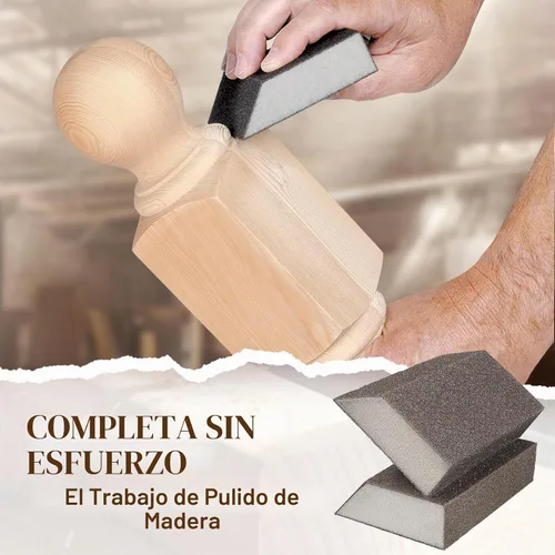 Vista 4 de Bloques de lijado en ángulo de grano 60, bloque de arena de esponja gruesa, lavable y reutilizable, bloque de papel de lija húmedo y seco