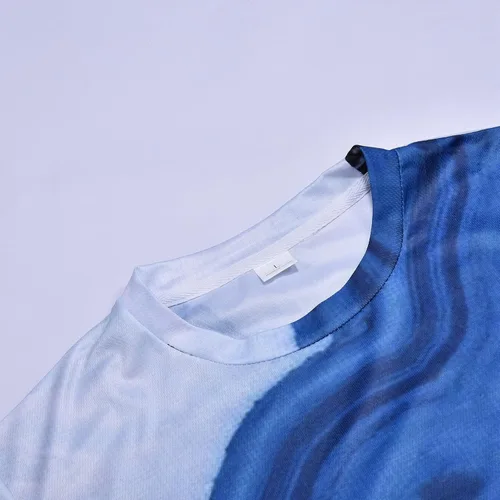 Vista 5 de Conjunto de 2 piezas para hombre, camiseta de retazos con estampado hipster, camiseta y pantalones cortos, traje deportivo para disfraz de niños