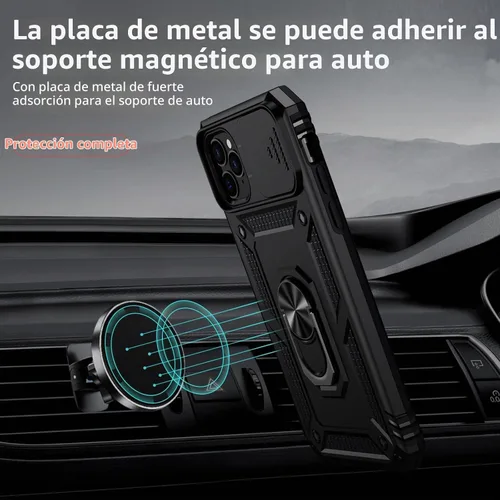 Vista 2 de Funda para iPhone 11 Pro con cubierta para lente de cámara, protector de pantalla HD, protección contra caídas de grado militar de 10 pies, soporte
