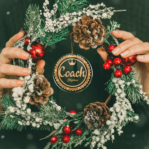 Vista 6 de CUBICER Juegos de adornos personalizados para entrenadores, instructor, adornos acrílicos blancos, decoraciones colgantes de pino de Navidad