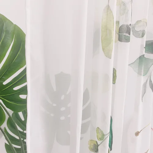 Vista 7 de Cortinas de hojas de eucalipto verdes para sala de estar de 63 pulgadas de largo, juego de 2 paneles elegantes de flores silvestres con estampado
