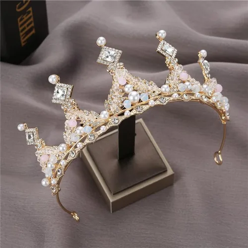 Vista 5 de Kids Pink Crystal Tiara Girls Princess Costume Rhinestone Crown Headband Wedding Bridal Hair Accessories Birthday Communion Pageant Prom Halloween