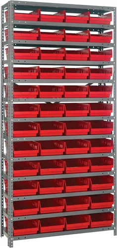 Vista 192 de Quantum QSBU-245BK Heavy Duty Shelving Unit with (7) Shelves and (24) QUS245 Black Bins for Garage Warehouse Storage Distribution 400 lb Load