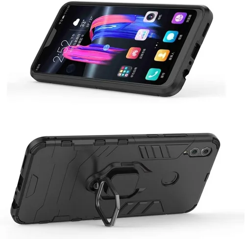 Vista 2 de Funda para teléfono Huawei Honor 8X con protector de pantalla de vidrio templado y soporte magnético para anillo con soporte, accesorios delgados