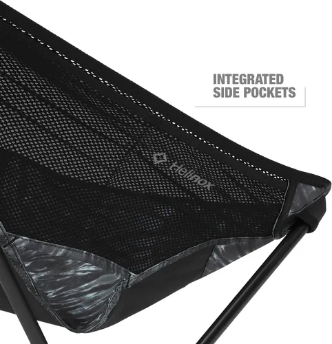 Vista 5 de Helinox Chair Two - Silla de camping ultraligera, con respaldo alto, plegable, teñido anudado negro, con bolsillos